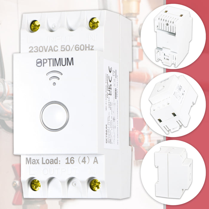 Optimum Wi-Fi DIN Rail Time Switch 230V 50Hz 16(4)A Programmable Timer (OP-DRWF01)