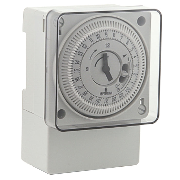 Optimum 24 Hour Time Switch Quartz 150 Hour Surface Panel Din-rail Mounting