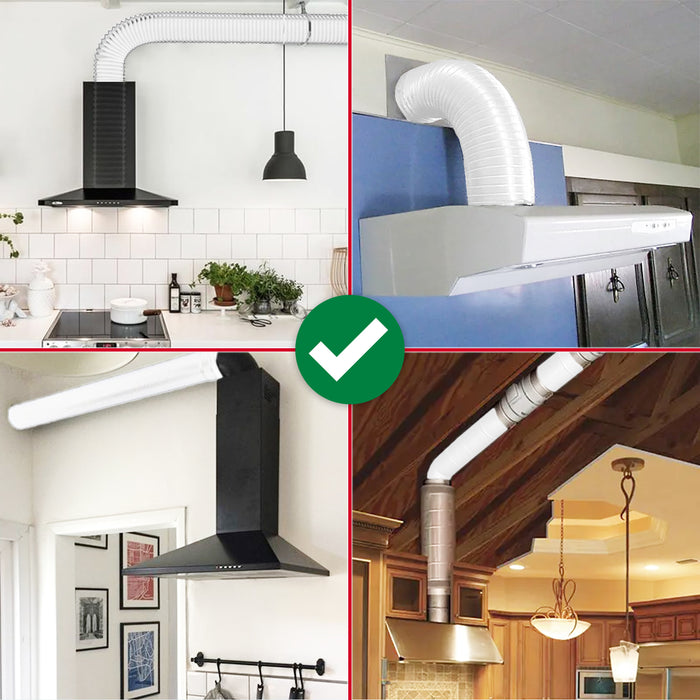 Cooker Hood Vent Hose 3 Metre 5" 5.9" Duct Pipe Extension Threaded Coupler Connector Ring Kit