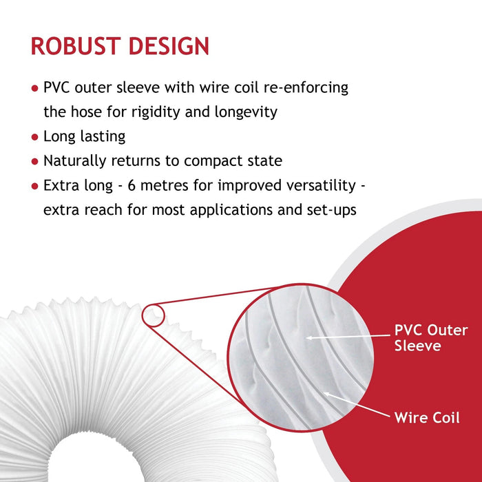 Cooker Hood Vent Hose 6 Metre 5" 5.9" Duct Pipe Extension Threaded Coupler Connector Ring Kit