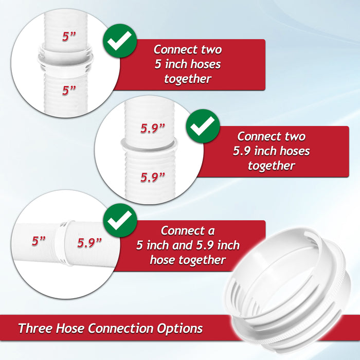 Cooker Hood Vent Hose 6 Metre 5" 5.9" Duct Pipe Extension Threaded Coupler Connector Ring Kit