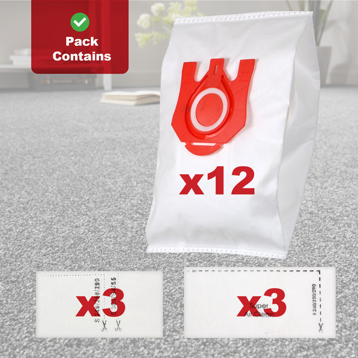 Bags for Miele FJM 3D Vacuum Cleaner C1 C2 C3 S4210 S4560 S6210 S6240 x 12