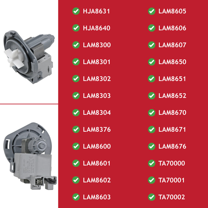 Drain Pump for Lamona Dishwasher LAM8300 LAM8301 LAM8302 LAM8600 LAM8601 LAM8602
