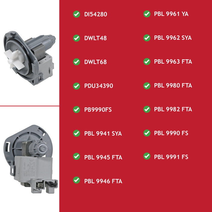 Drain Pump for Leisure Dishwasher DI54280 DWLT48 DWLT68 PDU34390 PBL SYA FTA