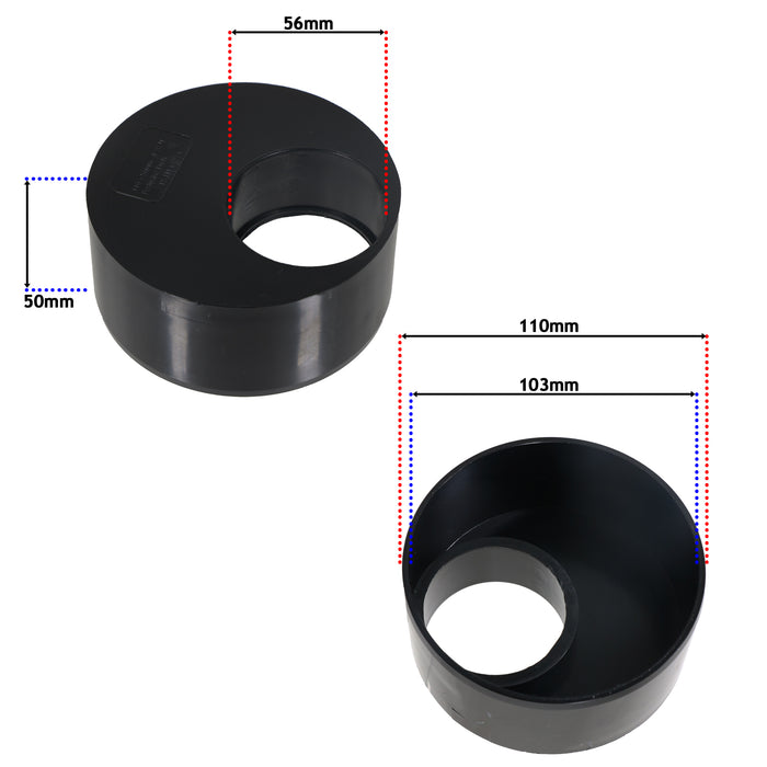 110mm to 56mm (50mm) Solvent Weld Soil System Waste Pipe Reducer Adaptor (Black)
