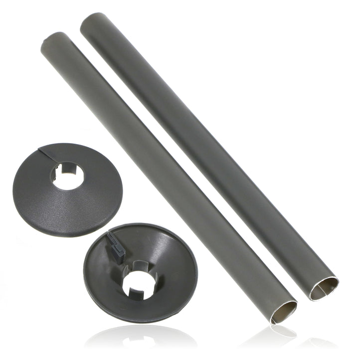 Radiator Pipe Covers Shroud Collars Sleeve Anthracite Grey 15mm x 300mm