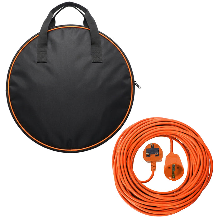 Power Cable for Ryobi Lawnmower Strimmer Trimmer UK 10m Mains 3 Pin Plug + Bag
