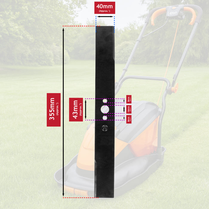 Blade for Lawnmaster MEH1836 Lawnmower 36cm Metal Cutter + Impeller Fan