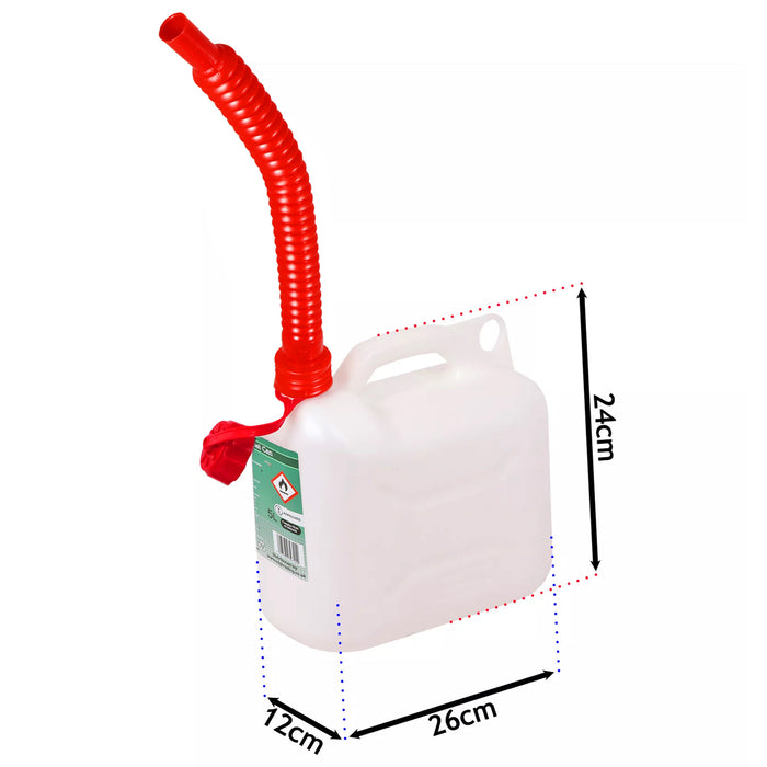 Fuel Can 5L Large Plastic Petrol Diesel Jerry Can Clear Opaque Extension Spout