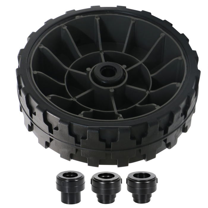 Universal 6.4" Lawnmower Wheel 163mm Tyre Reducer Bushes 48mm Wide