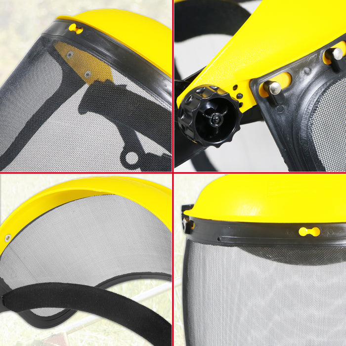 Face Shield Ear Muffs Safety Goggles Kit Adjustable Mesh Visor Eyes Ears Protection PPE Set (One Size Fits All)