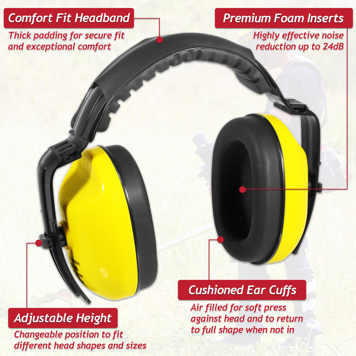 Face Shield Ear Muffs Safety Kit Adjustable Mesh Visor Eyes Ears Protection PPE Set (One Size Fits All)