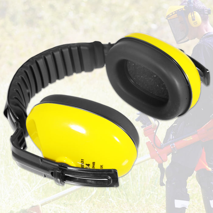 Face Shield Ear Muffs Safety Kit Adjustable Mesh Visor Eyes Ears Protection PPE Set (One Size Fits All)
