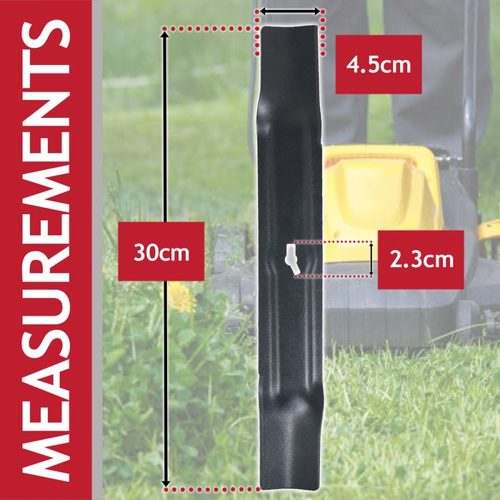 Metal Blade for Powerbase ME1030 RM30 ME1030M Lawnmower (30cm) + Drill Sharpener Attachment