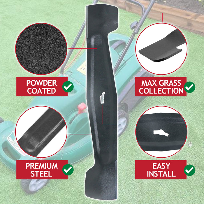 Metal Blade for Qualcast RM37 MEB1437M M2EB1437M M2EB1537M RM37RF Lawnmower (37cm) + Fixing Screw