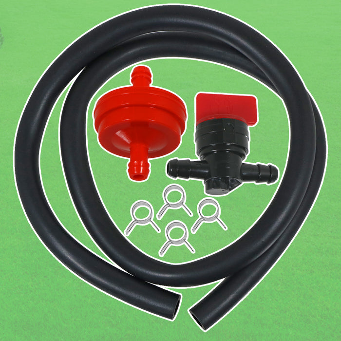 Fuel Pipe Kit for Briggs & Stratton Lawnmower Connection Tank 60cm Inline Tap Clips