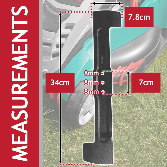 Metal Blade for Bosch Rotak 34 34R 34GC 340R 340ER Lawnmower 34cm + Drive Belt