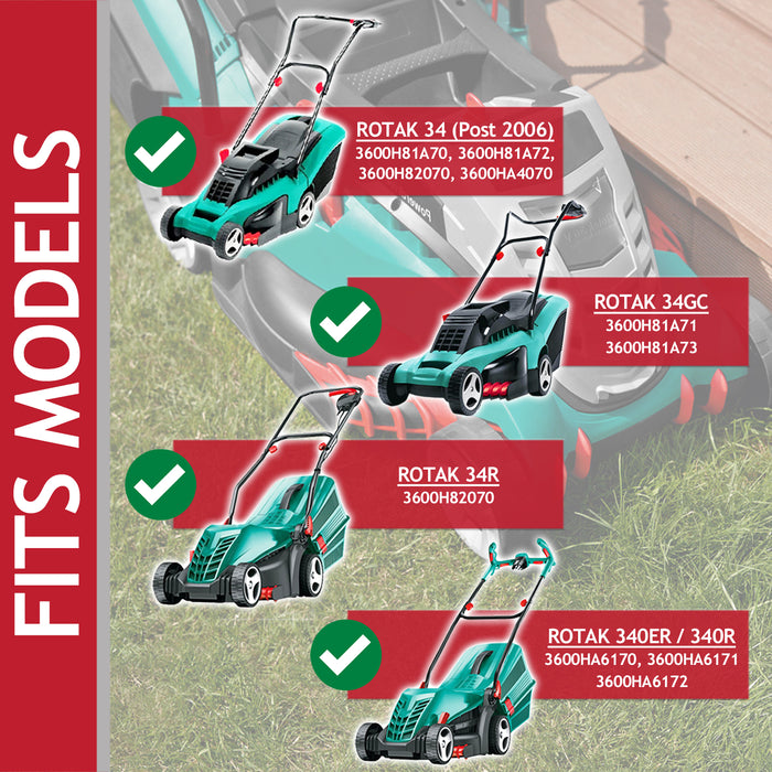 Metal Blade for Bosch Rotak 34 34R 34GC 340R 340ER Lawnmower (34cm, Pack of 2)