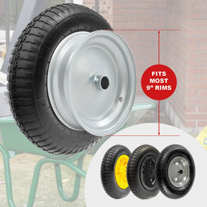 Tyre 4.00-8 4.80-8 Wheelbarrow Trolley Trailer Cart Pneumatic + Innertubes x 2