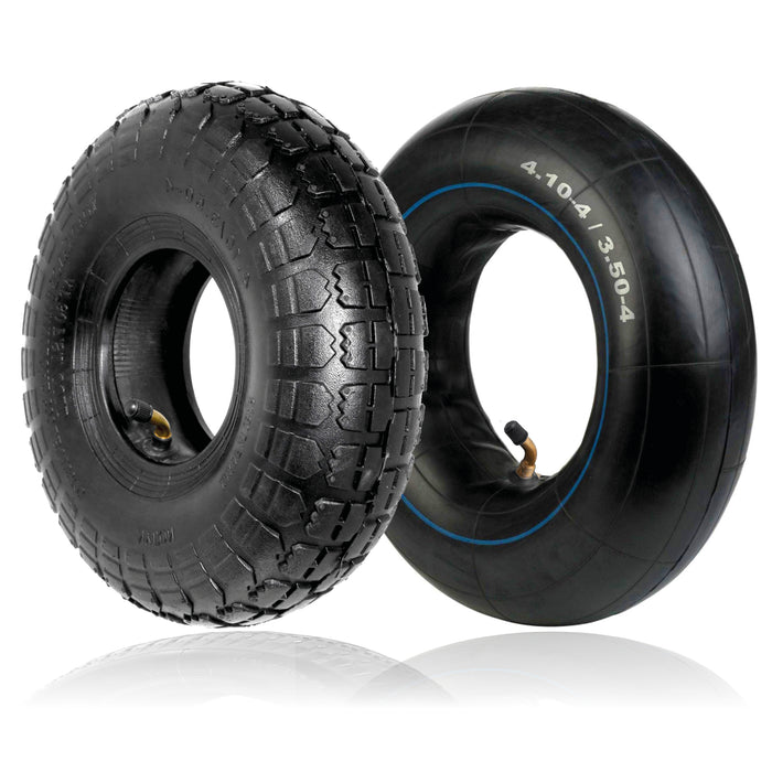 Wheelbarrow Wheel Tyre and Inner Tube (4.10-4 3.50-4, 30psi) 4 inch cart trolley + extra Innertube