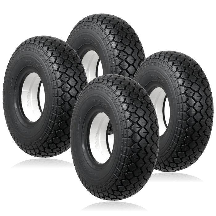 Mobility Scooter Tyre 4.00 x 5 Solid Block Tread 4.00-5 400x5 Black No Puncture (4 Pack)