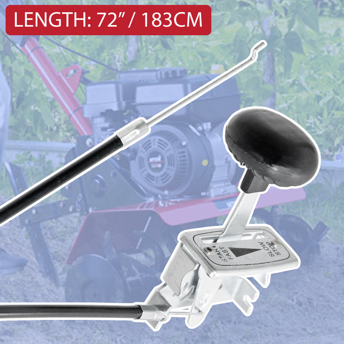 Throttle Cable for Howard Gem Rotavator Garden Tiller Lever Control 72" 183cm