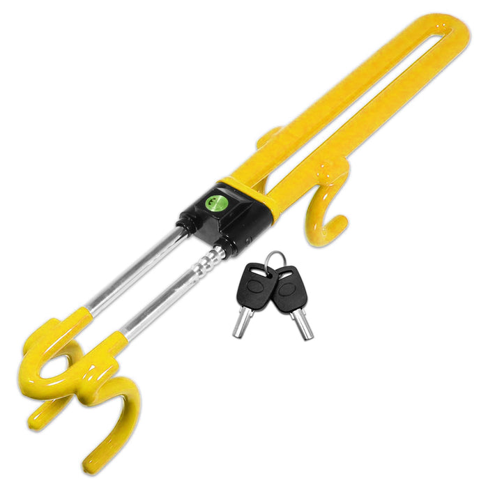 Universal Steering Wheel Lock Adjustable Extendable Anti Theft Car Security Twin Ratchet Bar (with 2 Keys)