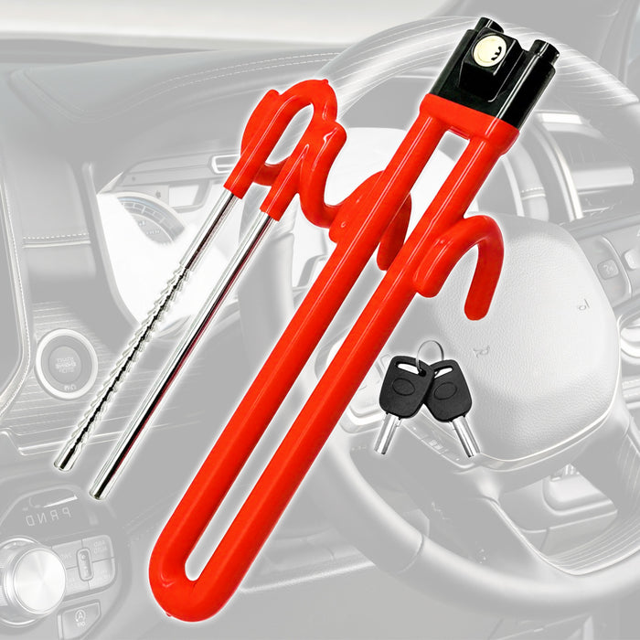Universal Steering Wheel Lock Adjustable Extendable Anti Theft Car Security Twin Ratchet Bar (with 2 Keys)