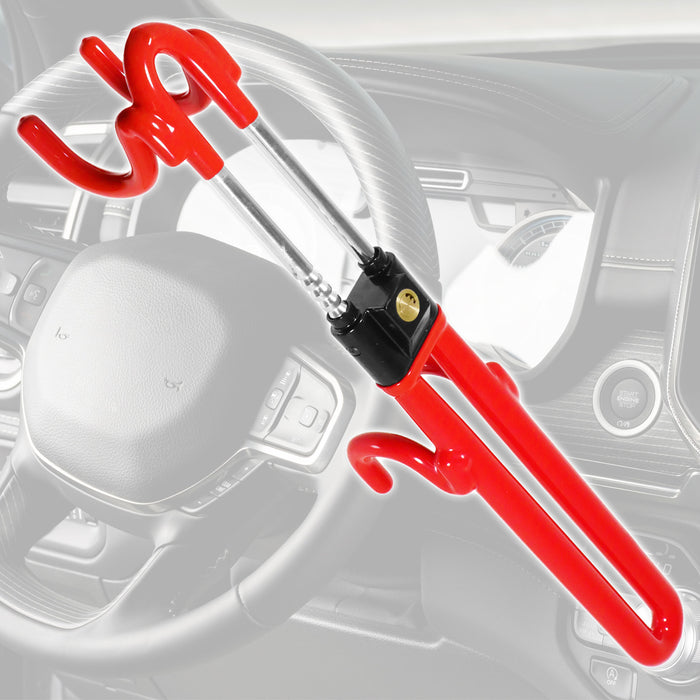 Universal Steering Wheel Lock Adjustable Extendable Anti Theft Car Security Twin Ratchet Bar (with 2 Keys)