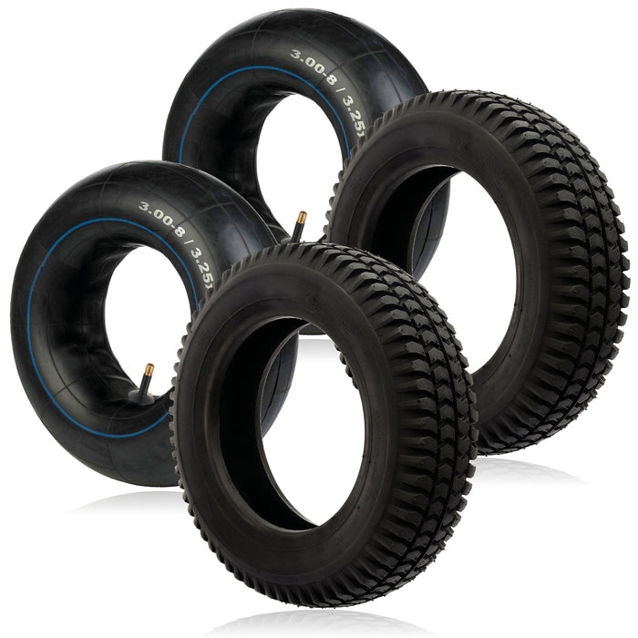Tyre 3.00 x 8 Mobility Scooter Universal 300x8 Wheel x 2 + Straight Schrader Valve Inner tube 8 inch Rim x 2