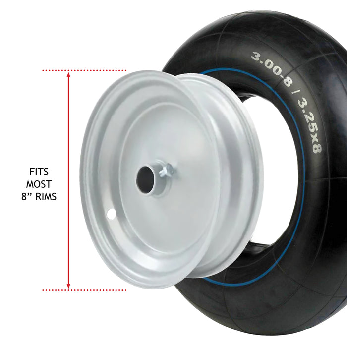 SPARES2GO Inner Tube 3.00x8 3.25x8 Straight Schrader Wheel Barrow Trailer Mobility Scooter Cart