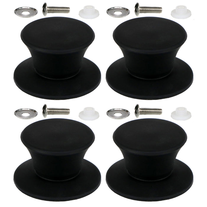 UNIVERSAL Pan Lid Handle 47m Black Silicone Saucepan Steamer Glass Pot Knob x 4