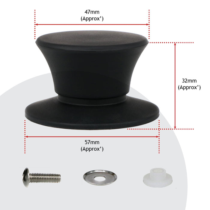 UNIVERSAL Pan Lid Handle 47m Black Silicone Saucepan Steamer Glass Pot Knob x 4