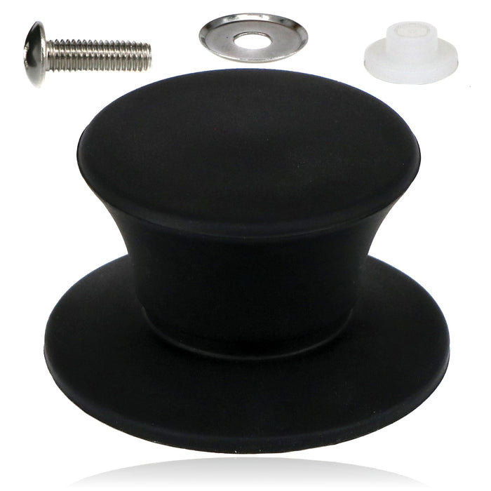 UNIVERSAL Pan Lid Handle 47m Black Silicone Saucepan Steamer Glass Pot Knob x 2