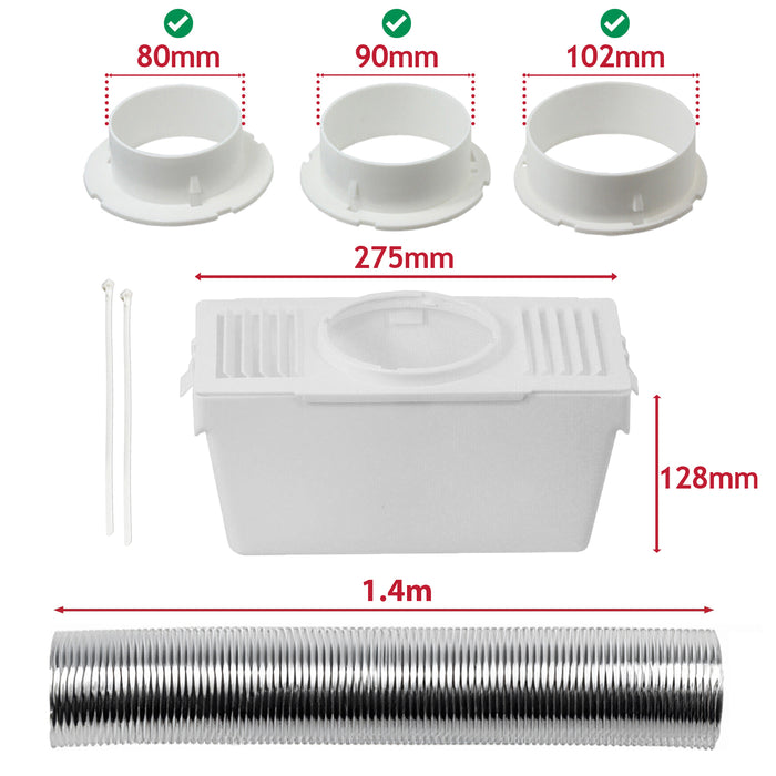 Tumble Dryer Vent Kit for Hotpoint Indesit Aluminium Hose + 3 x Adaptor 1.4m