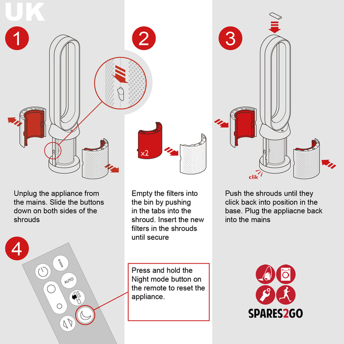 Filter for Dyson 360 Pure Cool DP04 HP04 HP07 HP09 PH01 TP04 TP06 Purifier Fan + Cleaning Brush