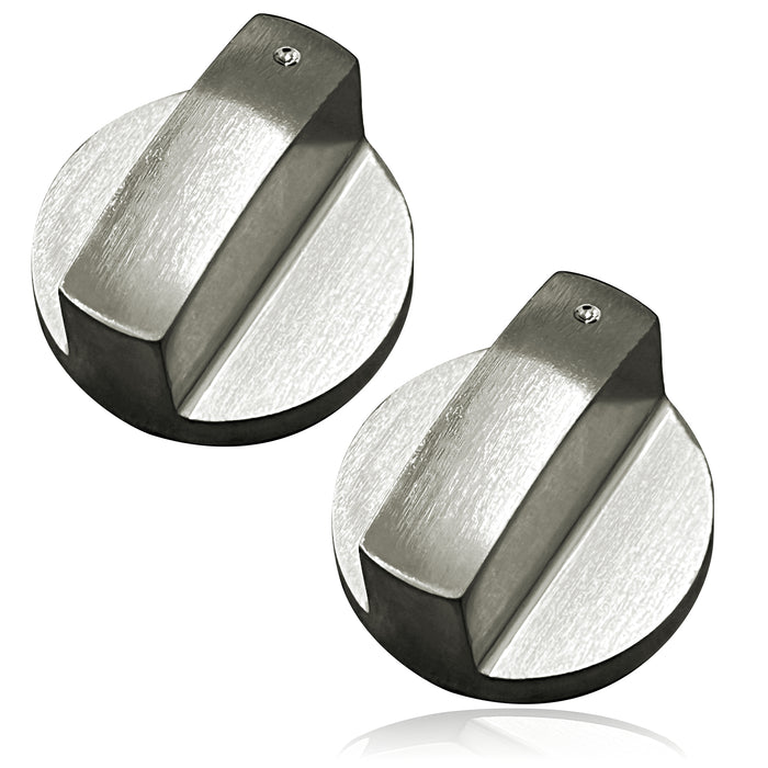 UNIVERSAL Metal Oven Knob Switch Silver Cooktop Stove Hob 6mm D Replacement x 2