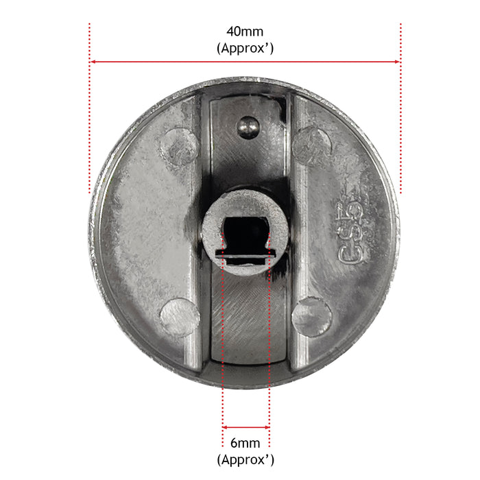 UNIVERSAL Metal Oven Knob Switch Silver Cooktop Stove Hob 6mm D Replacement