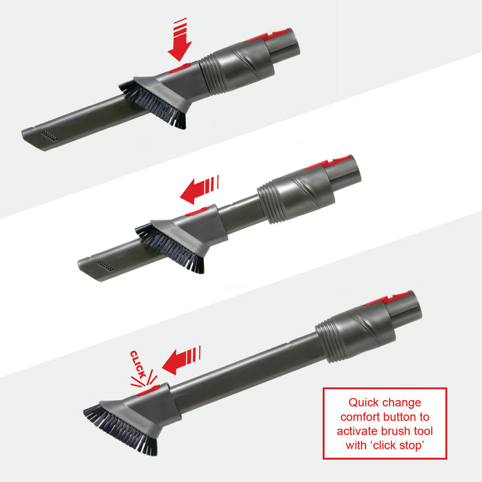 Long Crevice Tool Brush 2-in-1 for VACTechPro V15 400mm Angled
