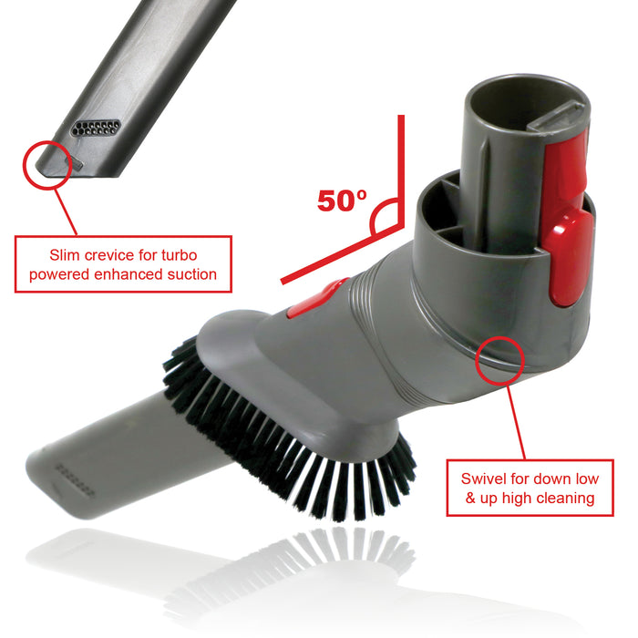 Long Crevice Tool Brush 2-in-1 for VACTechPro V15 400mm Angled