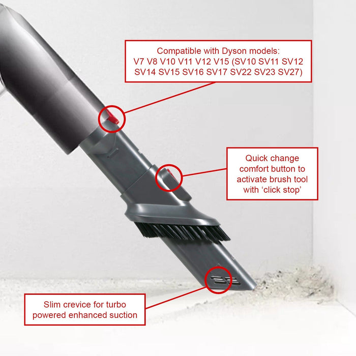 Crevice Tool Brush For DYSON V7 V8 V10 SV10 SV11 SV12 + 2.4m Flexible Extension