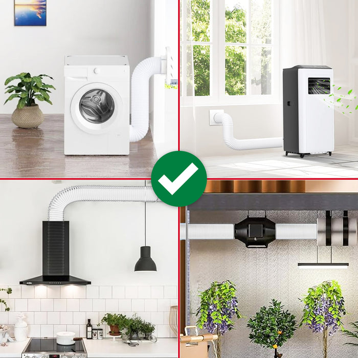 Universal Insulated Vent Hose Flexible PVC Aluminium Foil Lined Duct Outlet Pipe Connector Kit (5" x 2.5m)