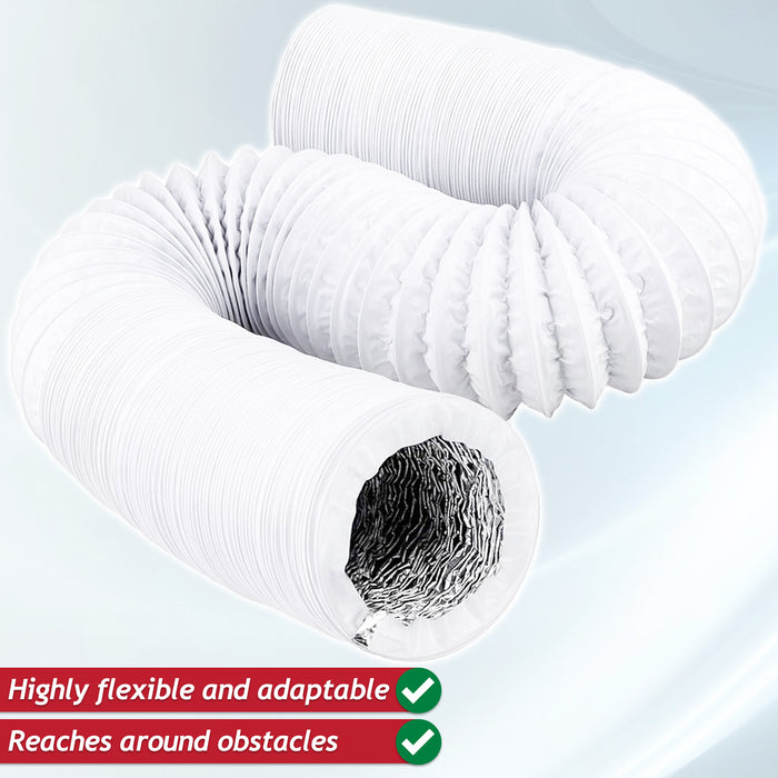 Universal Cooker Hood Extractor Vent Hose PVC Aluminium Foil Insulated Duct Outlet Pipe Connector Kit (5" x 2.5m)