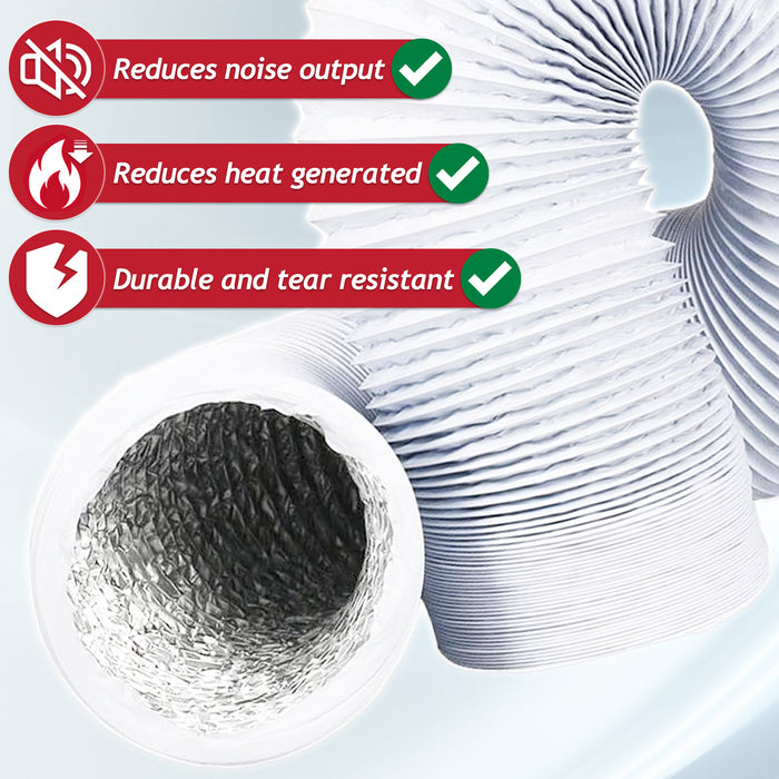 Universal Insulated Vent Hose Flexible PVC Aluminium Foil Lined Duct Outlet Pipe Connector Kit (5" x 2.5m)