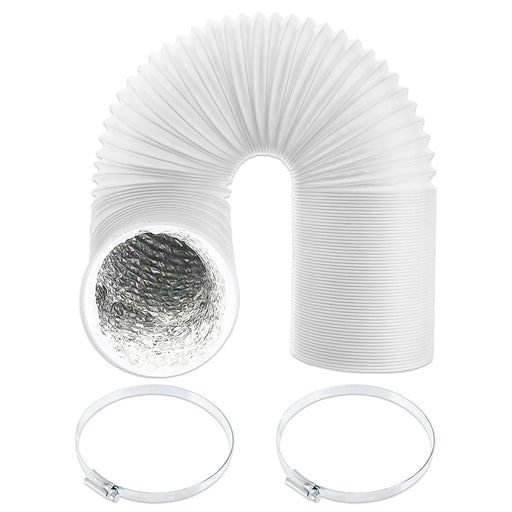 Universal HVAC Vent Hose 5" x 2.5m PVC Aluminium Foil Insulated Duct Exhaust Outlet Pipe + Clamp Clips