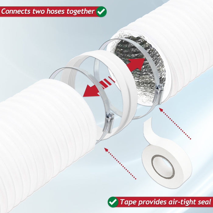 Universal Insulated Vent Hose Flexible PVC Aluminium Foil Lined Duct Outlet Pipe Connector Kit (5" x 2.5m)