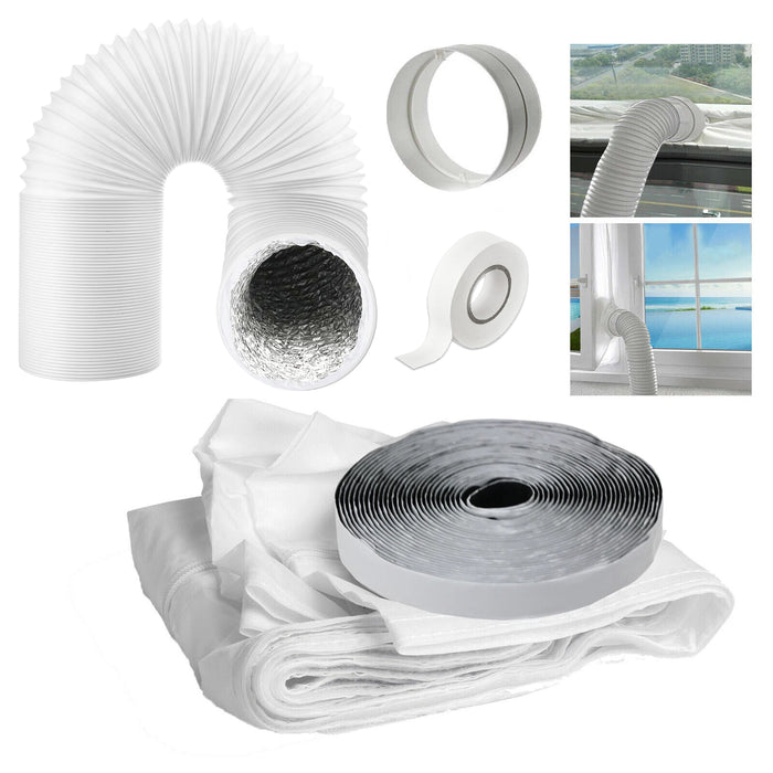 Universal Window Seal Kit + 3 Metre Vent Hose, Tape + Adapter for Tumble Dryer or Washer Dryer