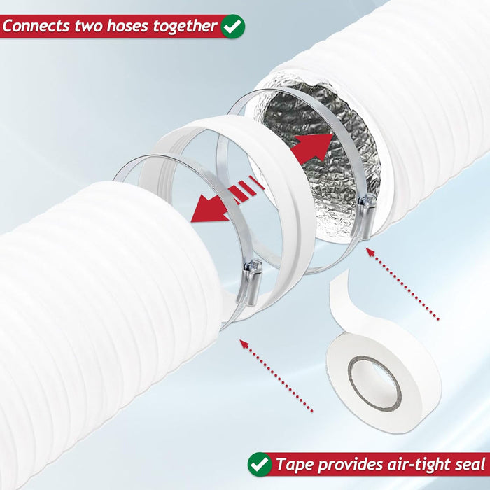 Insulated Hose for Daewoo Air Con Conditioner Aluminium Foil Lined Pipe Vent Extension Kit PVC (6m, 5" / 125mm)