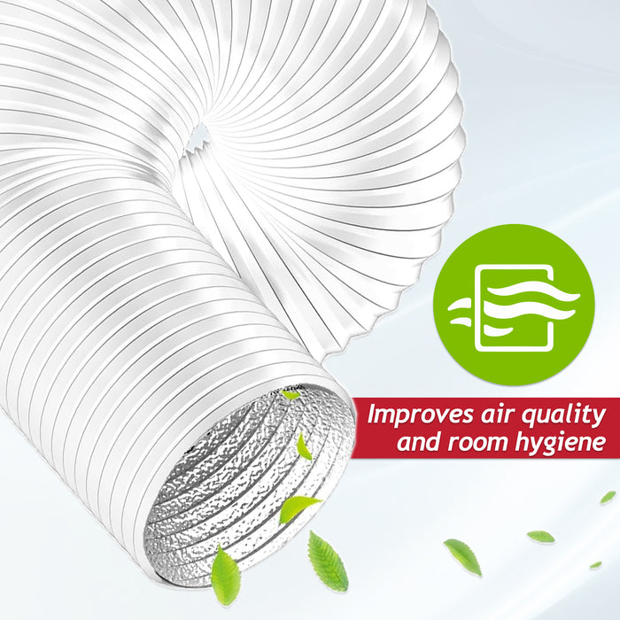 Vent Hose for electriQ Air Con PVC Aluminium Foil Insulated Portable Air Conditioner Duct Outlet Pipe (6" x 2.5m)