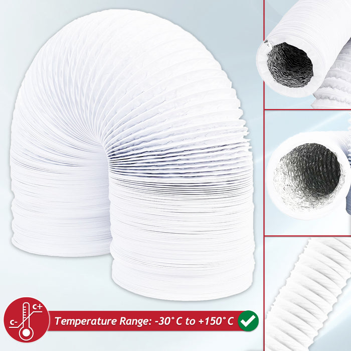 Universal Insulated Vent Hose Flexible PVC Aluminium Foil Lined Duct Outlet Pipe Connector Kit (5" x 2.5m)